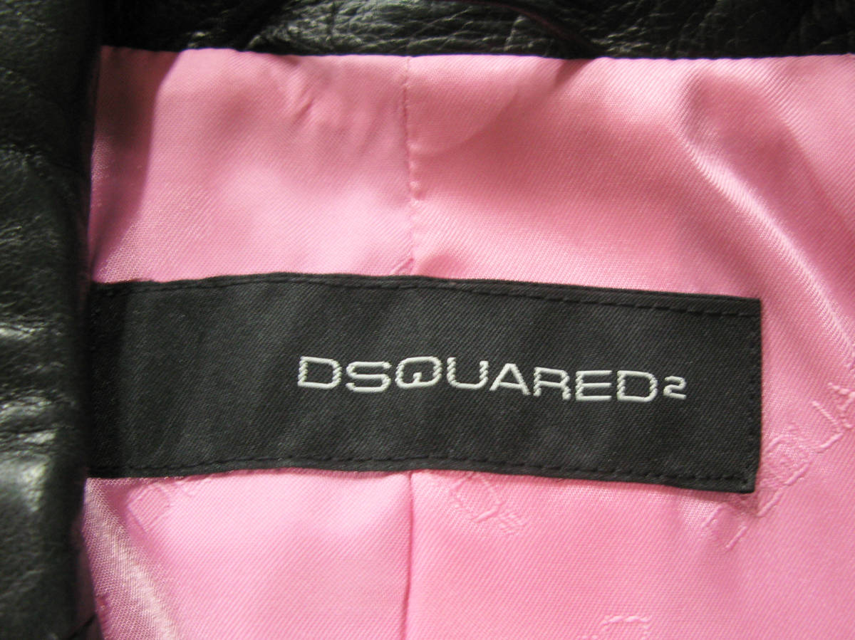 DSQUARED2 ディースクエアード レザー ジャケット 42 美品 （ 本革 DSQ2 DSQUARED2 Leather Jacket 42 MADE IN ITARY_画像7