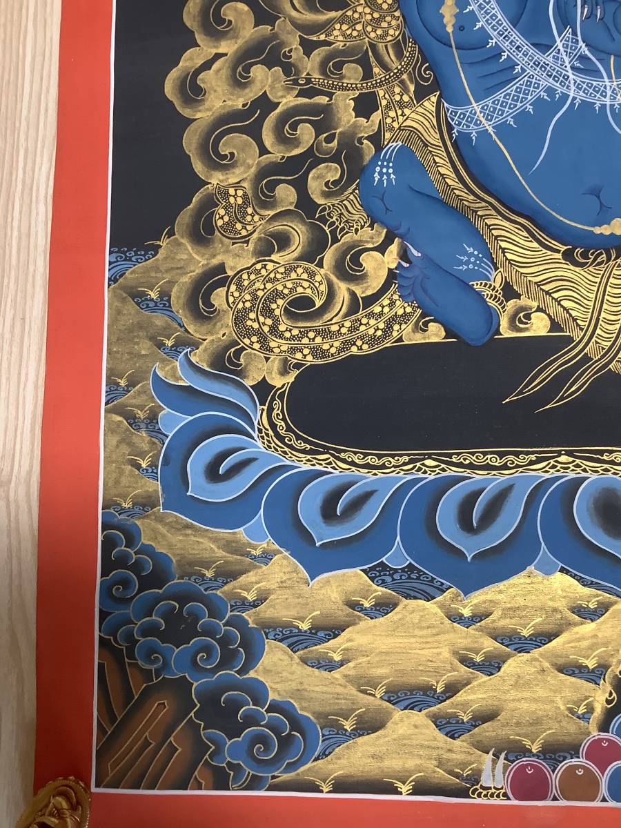 《 チベット密教　新品　1点物 》 手描き　タンカ　曼荼羅　ヴァジュラパニ　執金剛神　40_画像5