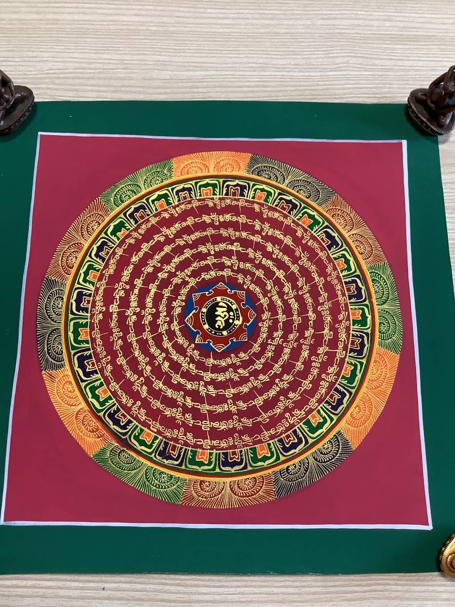 《 チベット密教　新品　1点物 》 手描き　タンカ　曼荼羅　マンダラ　梵字　52_画像1