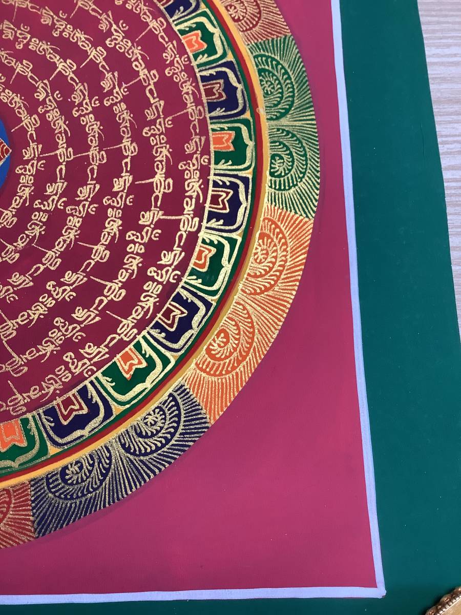 《 チベット密教　新品　1点物 》 手描き　タンカ　曼荼羅　マンダラ　梵字　52_画像6