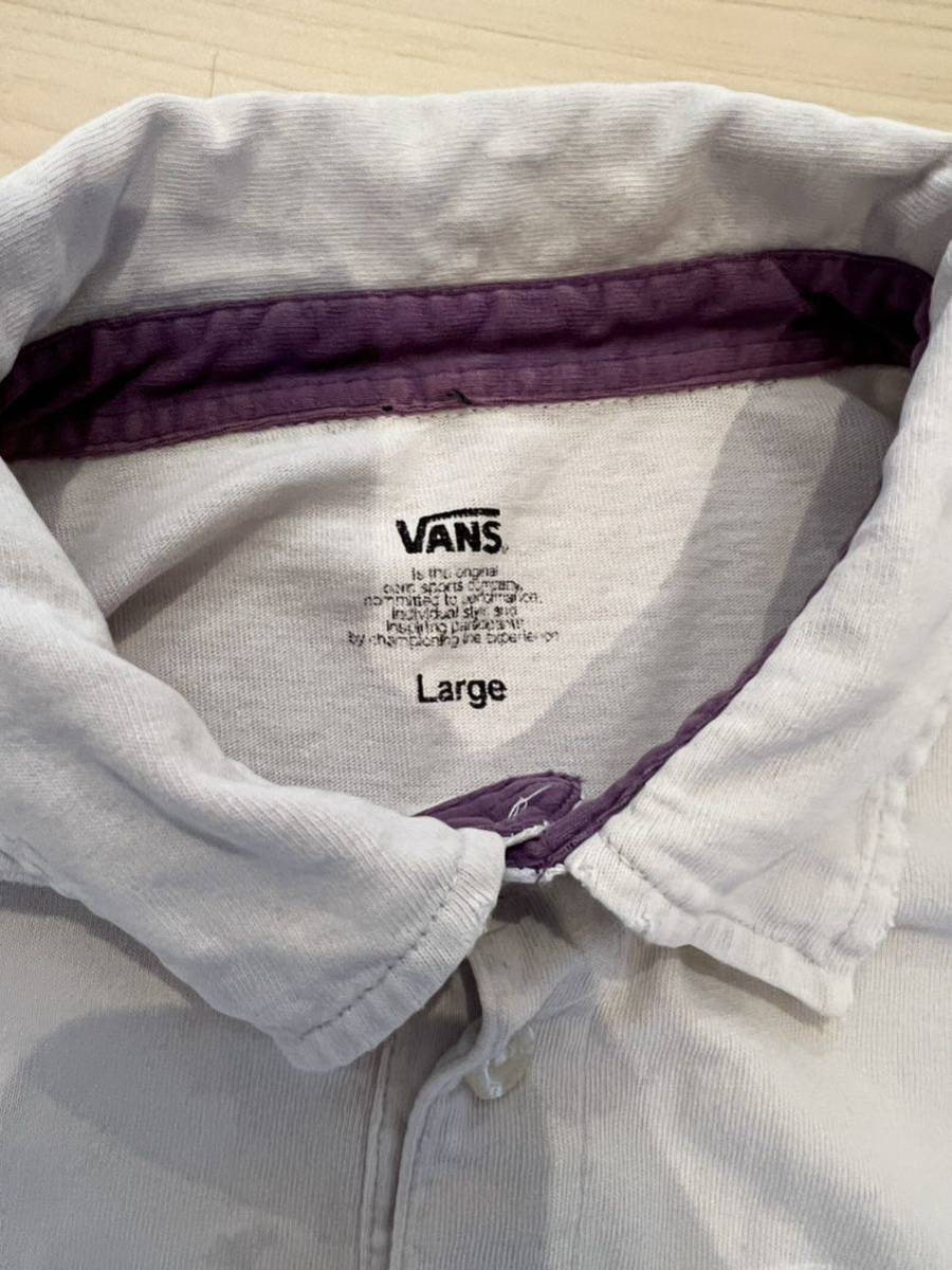90年代品　VANS ヴァンズ　ボタンダウン ライン　ポロシャツ　Lサイズ ヴィンテージ　刺繍_画像4