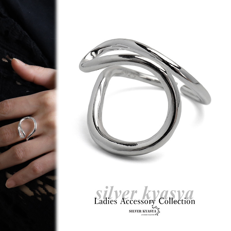 存在感 造形美 幾何学デザイン ワイドリング シルバー925素材 太め指輪 リング 大きい シルバーリング 金属アレルギーフリー