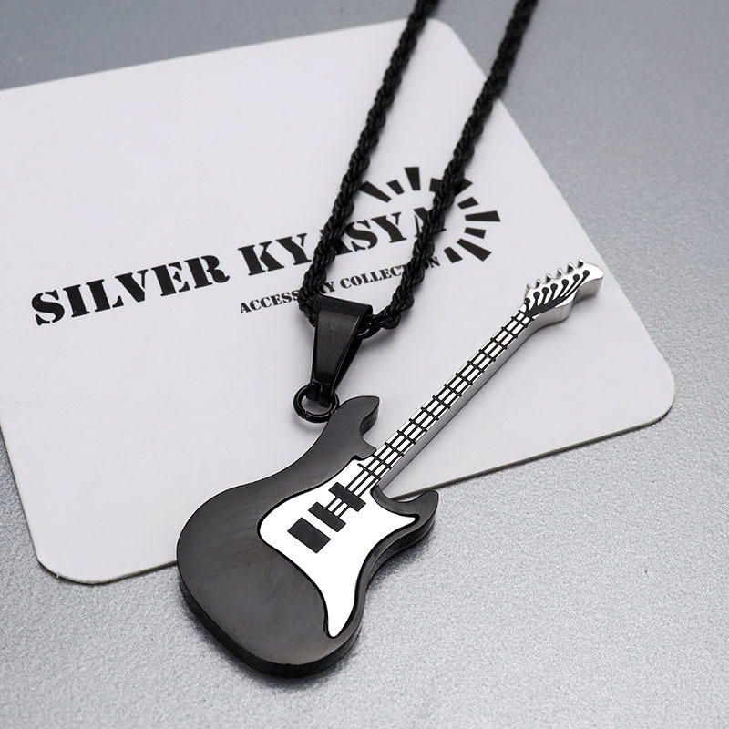 STAINLESS ギターネックレス ペンダント guitar ロック 系 ミュージック ブラック 黒メンズ ステンレス素材_画像10