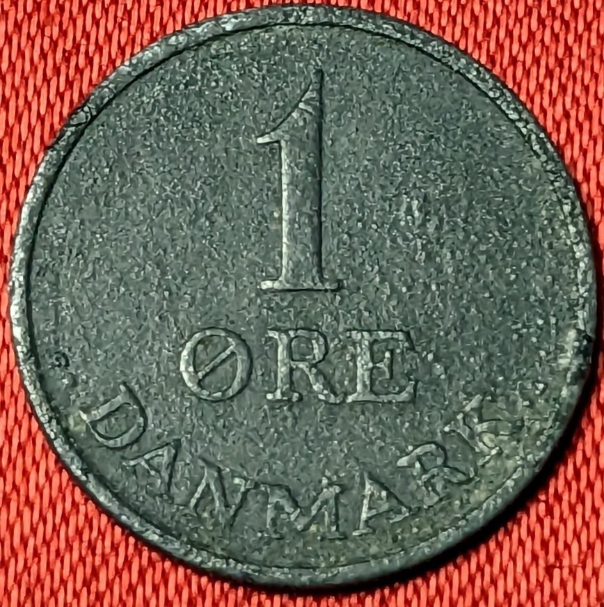 デンマーク　1オーレ亜鉛貨　1957年 　　No.2321_画像2