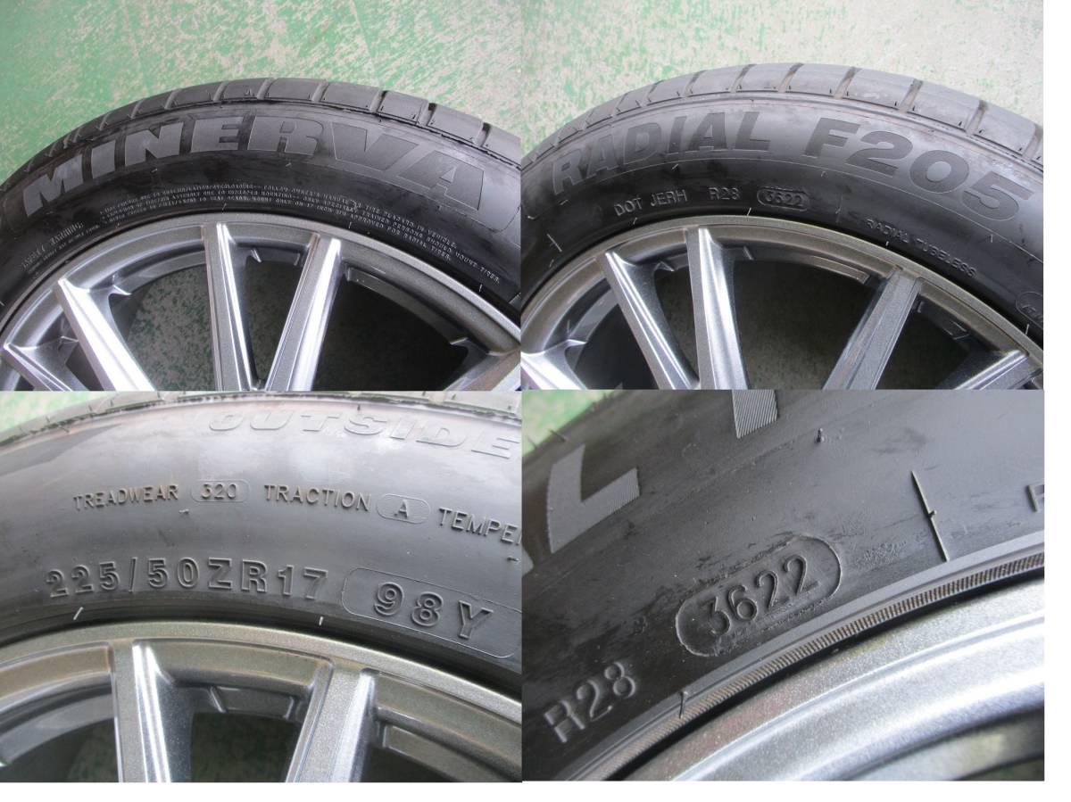 【中古】ヴェルヴァ ケヴィン 17x7J 5H 114.3 +53 4本 1台分 225/50R17 アコード インスパイア オデッセイ ヴェゼル エスティマ マークX 等_画像7