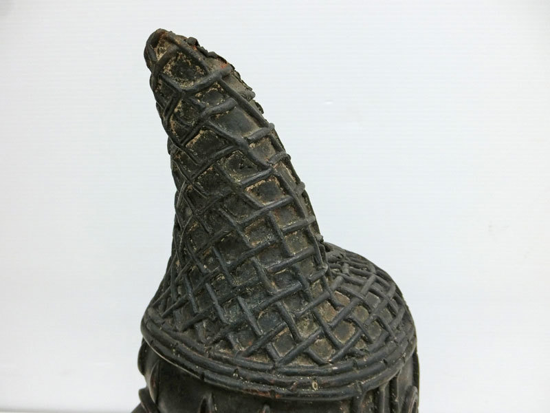◎b) アフリカ美術 ベニン ブロンズ 頭像 / ベニン王国 ナイジェリア 彫刻 置物 オブジェ Benin Bronze Head _画像7