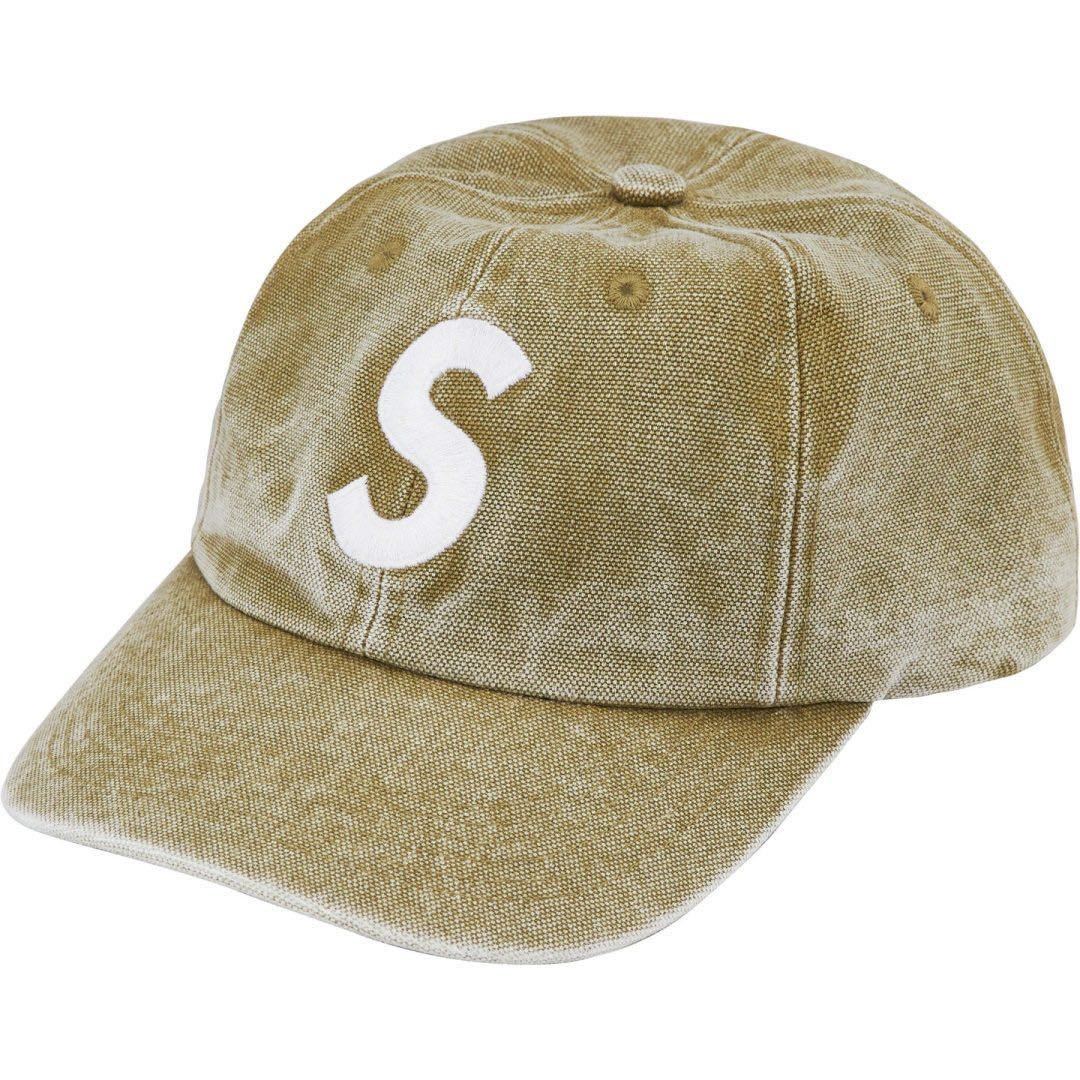 【新品未使用】 23SS 新品 SUPREME シュプリーム PIGMENT CANVAS S LOGO 6 PANEL CAP キャップ 帽子 ぼうし OLIVE オリーブ 即決早い者勝ち