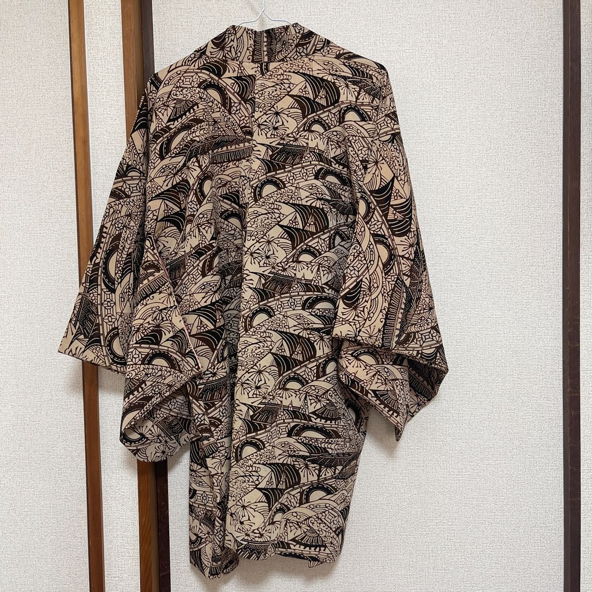 作務衣 花柄 甚平 ハーフコート 一点物 着物リメイク 反物 古布