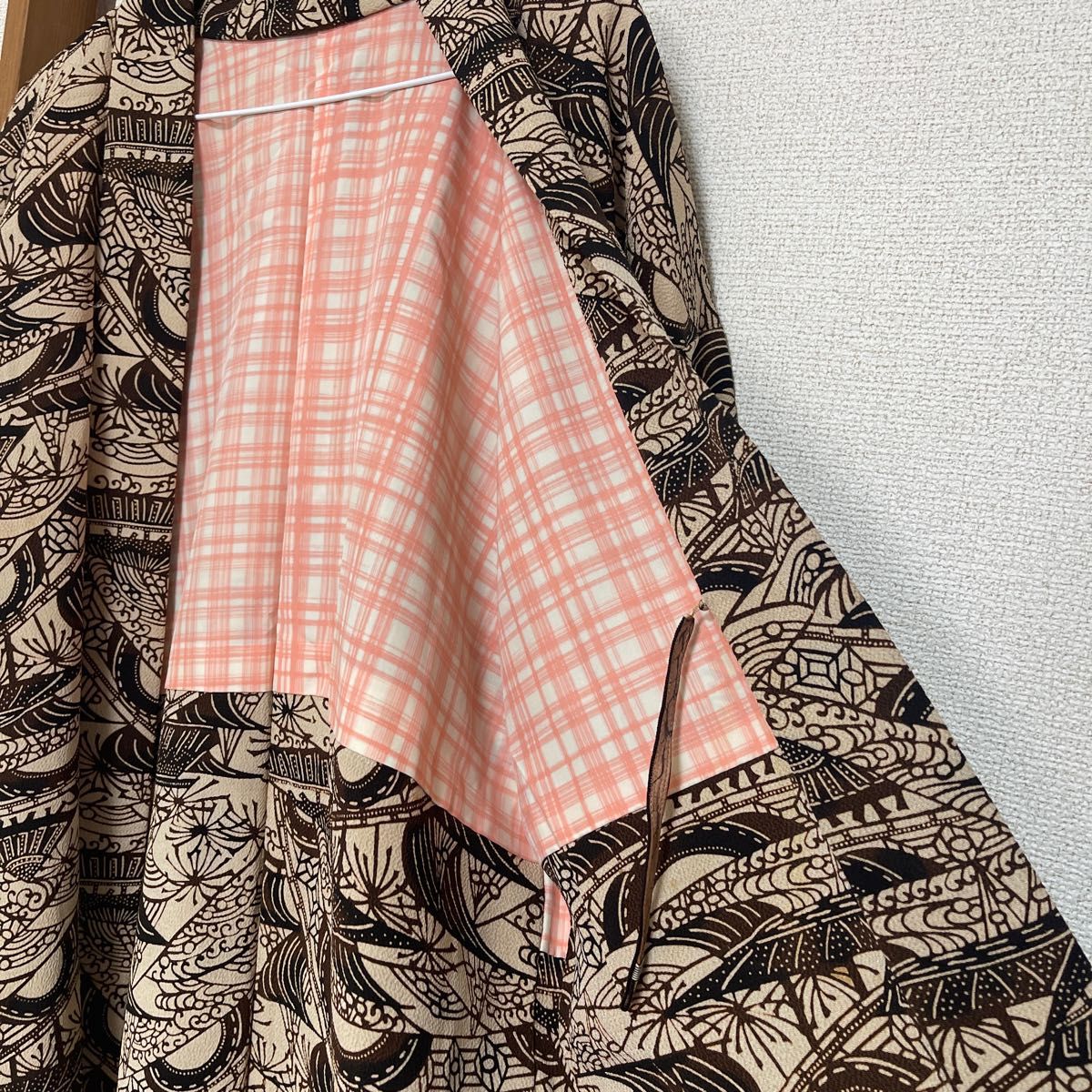 作務衣 花柄 甚平 ハーフコート 一点物 着物リメイク 反物 古布