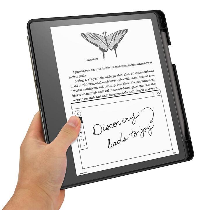 Kindle Scribe 10.2インチ用 PU+TPUカバーケース 電子書籍 耐衝撃 手帳型オートスリープ機能 スタンド 灰_画像3