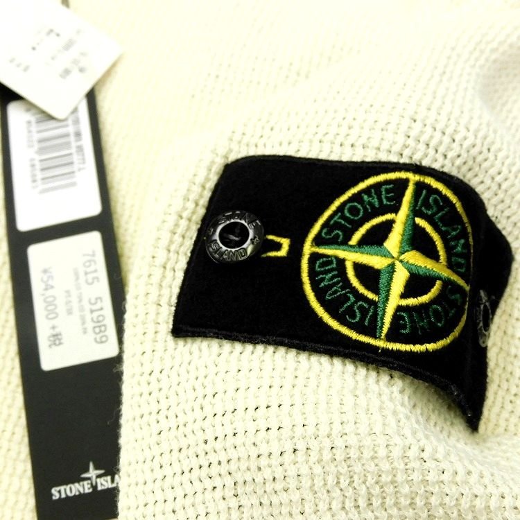 新品 即決 定価59.400円 ストーンアイランド STONE ISLAND ハーフジップニット セーター L アイボリー ラフコットン メンズ 【B2328】_画像7