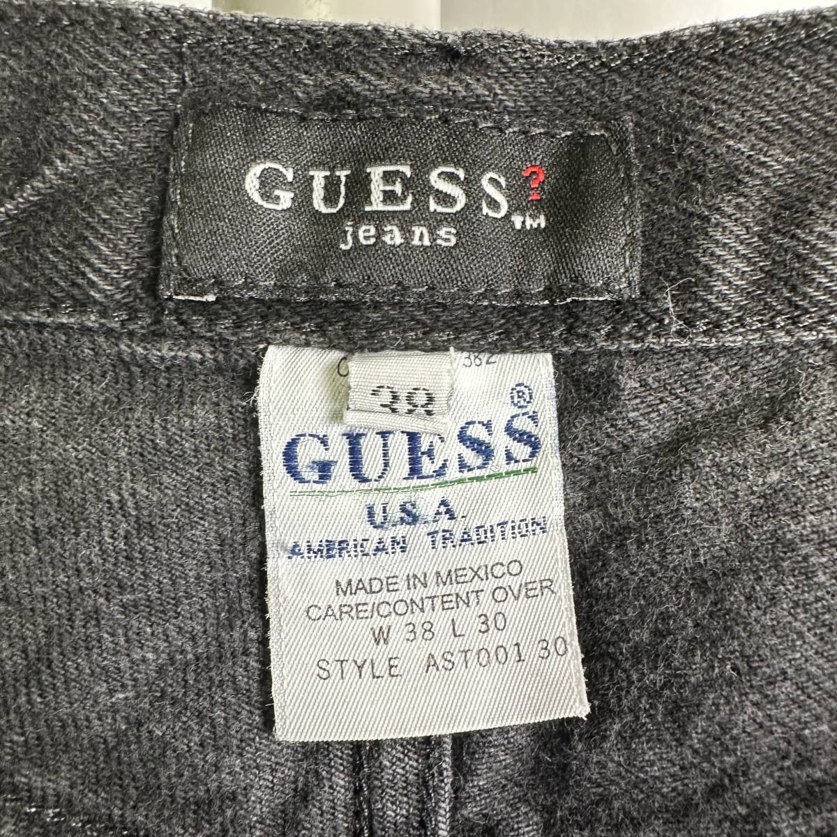 90s GUESS USA ブラック デニム バギー パンツ W36×L29 ワイド 黒 メキシコ製 スケート ヒップホップ ゲス 80s 00s オールド ビンテージ_画像3