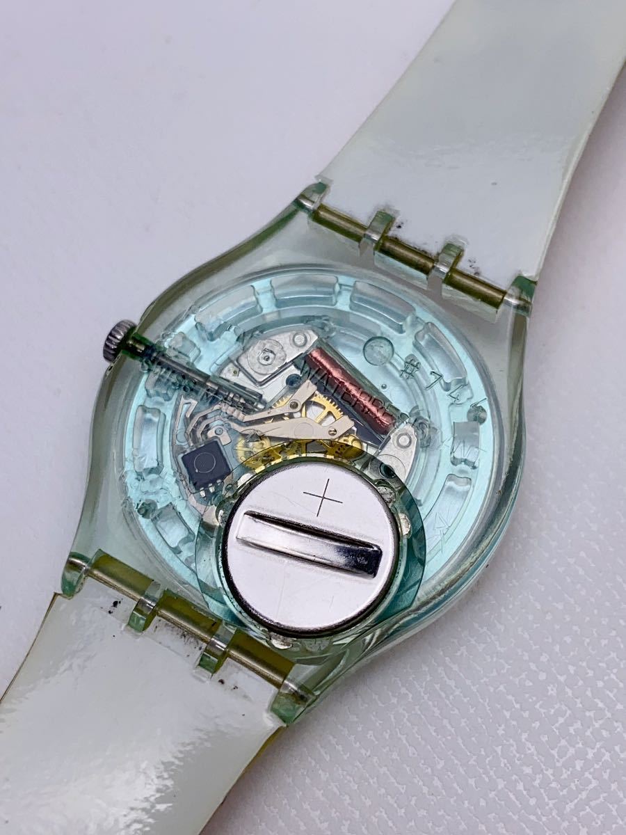 T612 美品 Swatch スウォッチ 腕時計 クォーツ オレンジ文字盤 花柄 フラワー スイス製_画像8