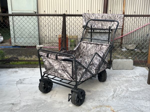 キャリーワゴン 折り畳み 自立 キャリーカート グレー系 迷彩柄 4綸