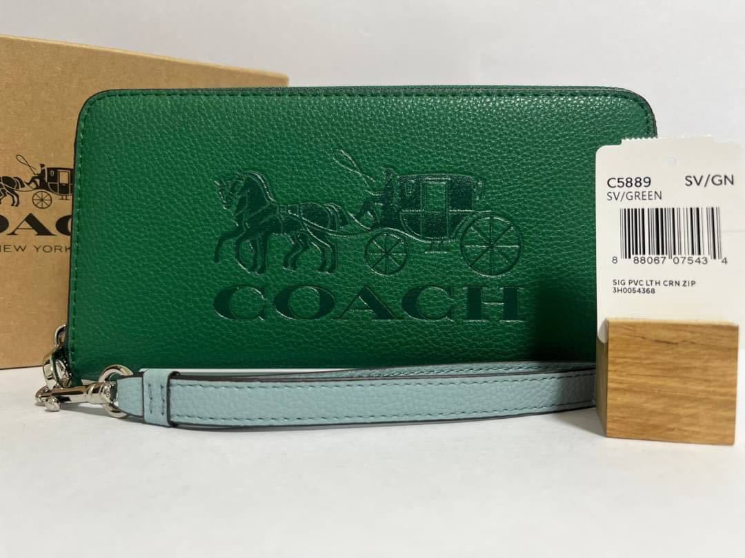 f-50 COACH コーチ 財布 【長財布】【緑】【レザー】【C5889