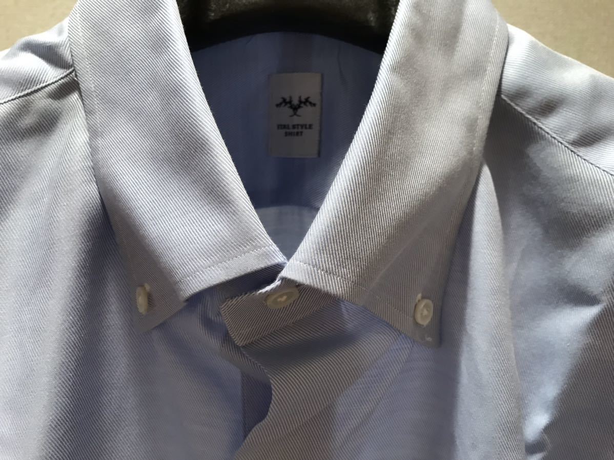 業界屈指の高評価 「ITAL STYLE イタルスタイル」 ツイルコットン生地 ボタンダウン ドレスシャツ ブルーカラー_画像2