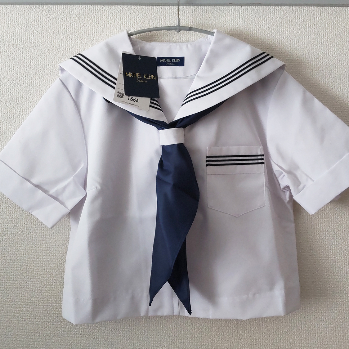 夏セーラー服+紺スカーフ(タイ)_小野市立小野中 サイズ155A (新品未