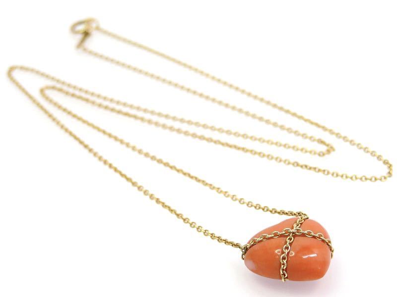TIFFANY&Co ティファニー 14K サンゴ ハート チェーンクロス TIFFANY&Co ティファニー 14K サンゴ ハート チェーンクロス