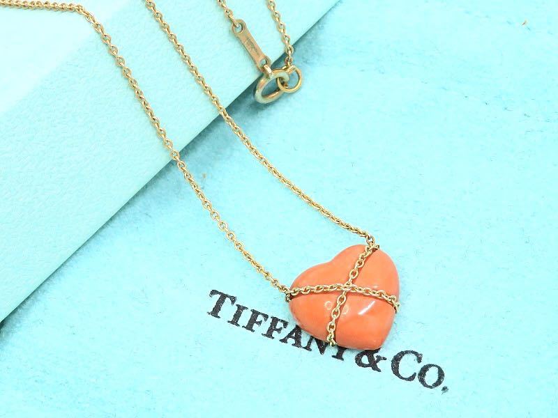 TIFFANY&Co ティファニー 14K サンゴ ハート チェーンクロス TIFFANY&Co ティファニー 14K サンゴ ハート チェーンクロス