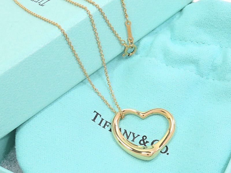 TIFFANY&Co ティファニー 750 オープンハート ネックレス イエロー