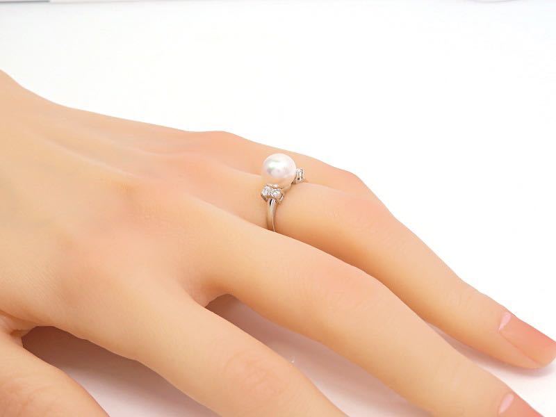 TASAKI タサキ Pt900 パール8.5mm ダイヤモンド0.20ct リング プラチナ