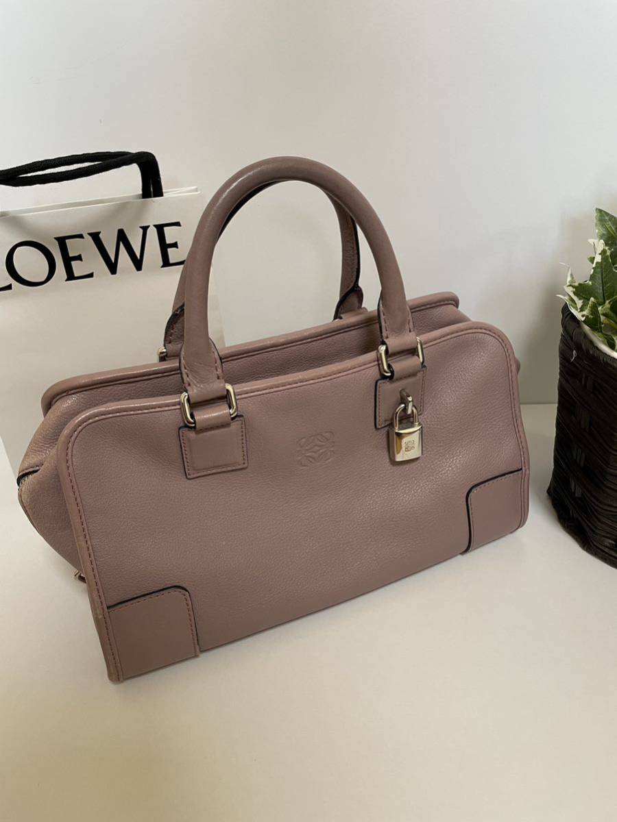 美品】LOEWE ロエベ アマソナ28 ハンドバッグ ボストンバッグ ピンク-