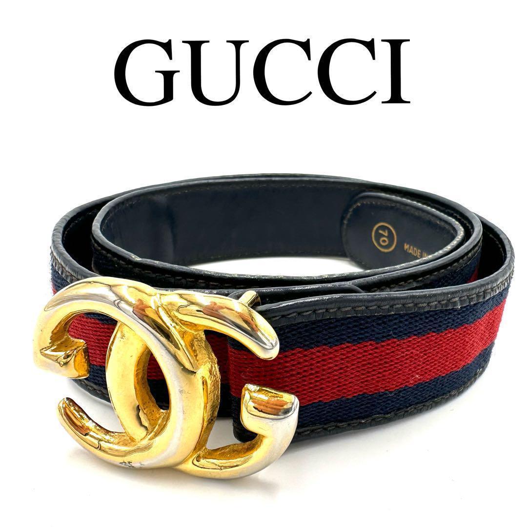 希少 GUCCI グッチ ベルト ロゴバックル シェリーライン_画像1