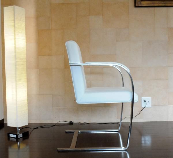 ブルーノチェア イタリアンレザー本革仕様 色ホワイト ミース・ファン・デル・ローエ作 Brno Chair ダイニングチェア_画像4