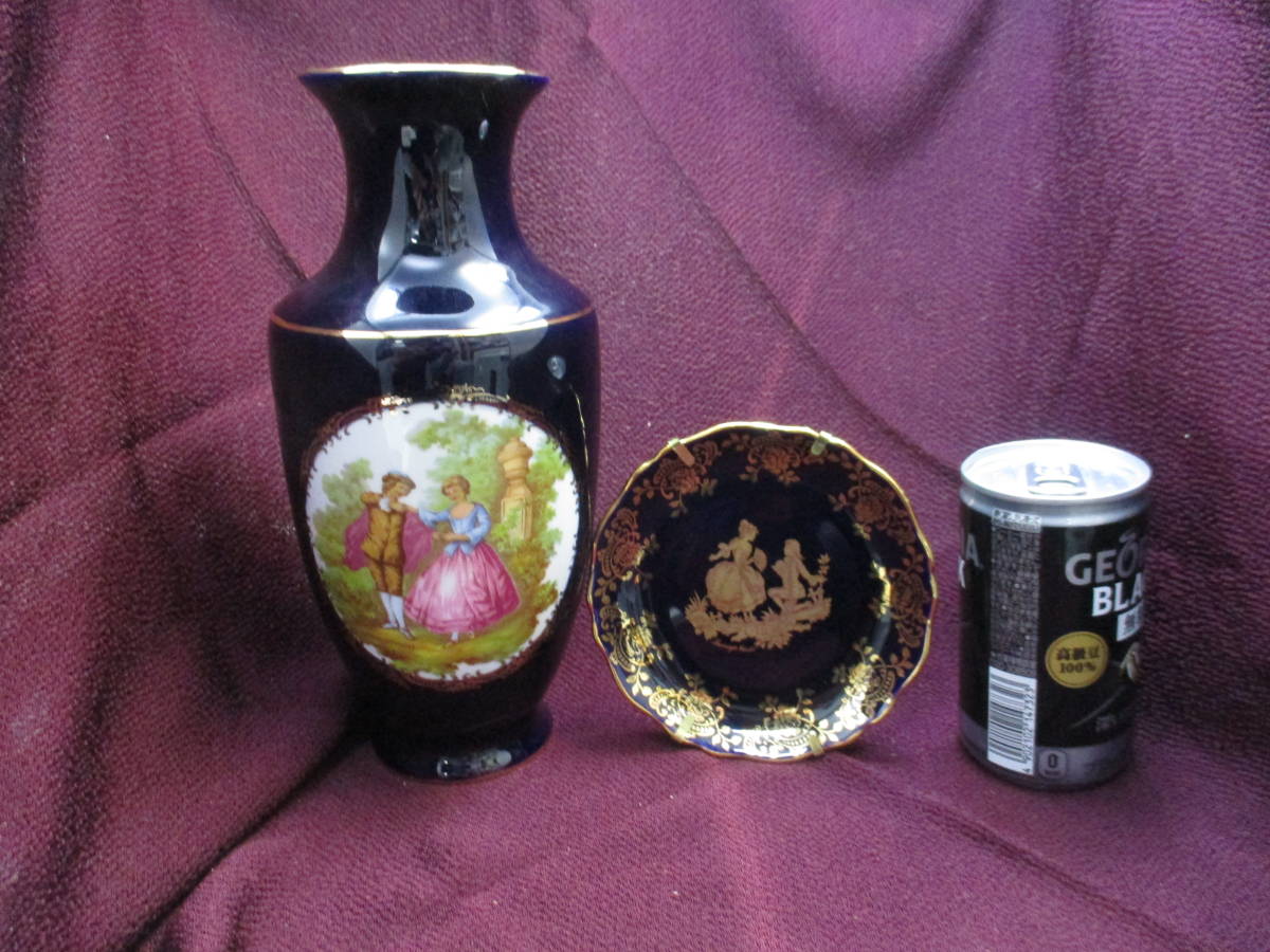 ＰＯＲＣＥＬＡＩＮＥポーセリン　ＬＩＭＯＧＥＳ　ＣＡＳＴＥＬ　飾り花瓶と飾り皿　２点セット　未使用　検　インテリア小物　花器_画像1