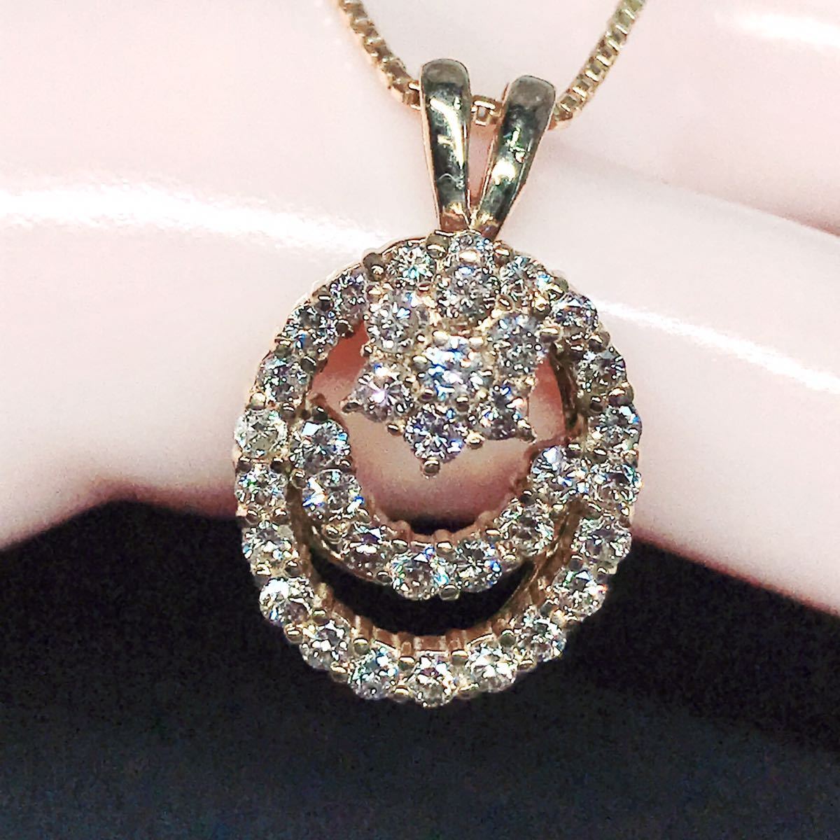 1.00ct 回転 スイング ダイヤモンドネックレス K18 ダイヤ 1ct