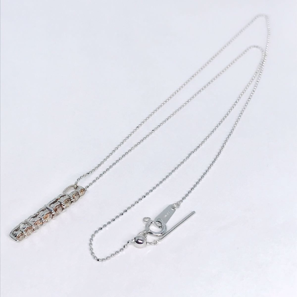 0 60ct ダイヤモンドネックレス K18WG ダイヤ 0 6ct バーモチーフ