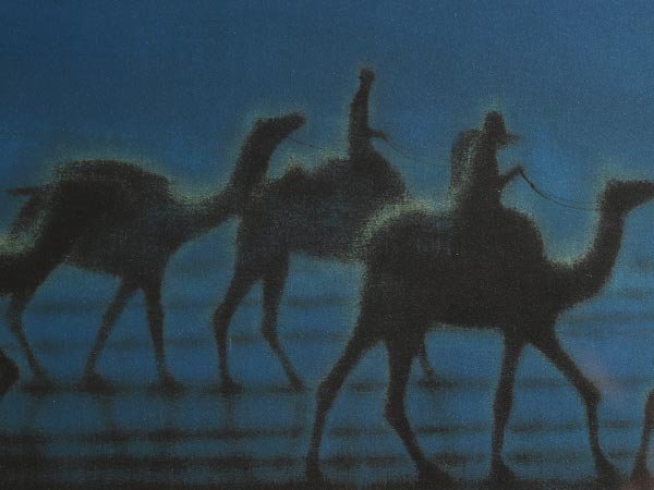 流】平山郁夫「月明の砂漠」リトグラフ 版画 複製画 額 KO942 流】平山郁夫「月明の砂漠」リトグラフ 版画 複製画 額 KO942