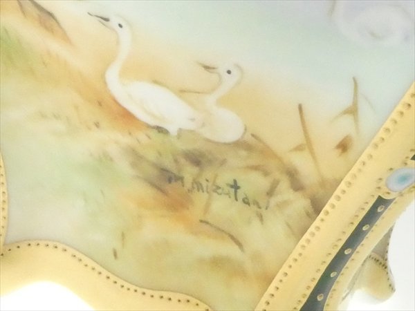 n959 ノリタケ 最高級シリーズ ハンドペイント サイン入り 金彩 風景画