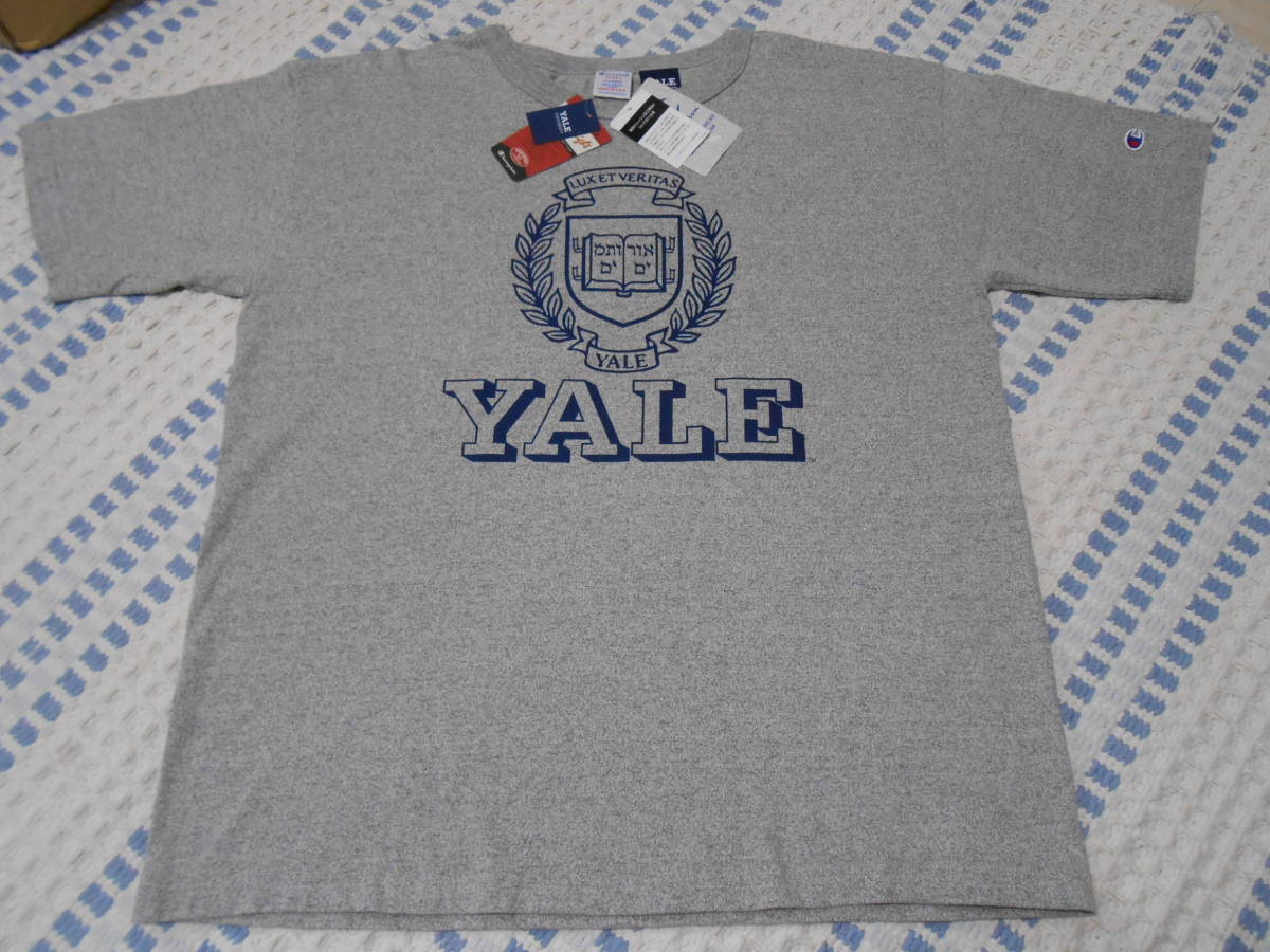 新品！限定！USA製！チャンピオン T1011 Tシャツ YALE グレー XL デカ2段・染み込みプリント C5-T303 アメリカ製 ラスト1着の画像2