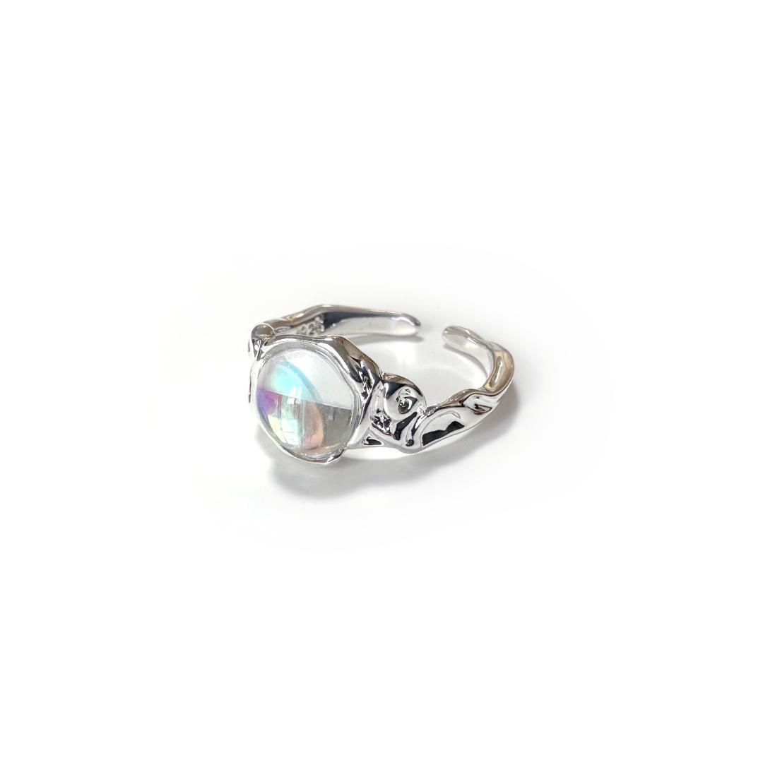 オーロラ ラインストーン シルバー リング 指輪 Silver925 純銀 シルバー アクセサリー ジュエリー 銀 レインボー