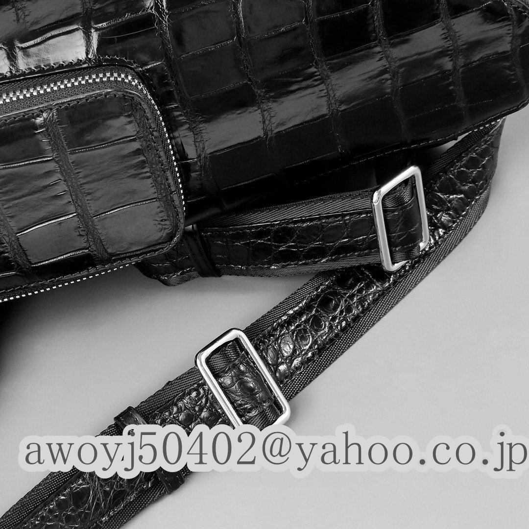 クロコダイル ワニ革保証　レザー 腹革使用　本革2way 多機能 リュックサック デイパック メンズ 鞄 黒　ボディバッグ 男女兼用_画像6