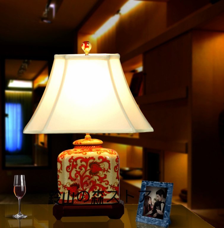 テーブルランプ LED対応 陶器 アジア 北欧 レトロ アンティーク ナイトスタンド 照明 おしゃれ おすすめ インテリア 寝室 リビング_画像3