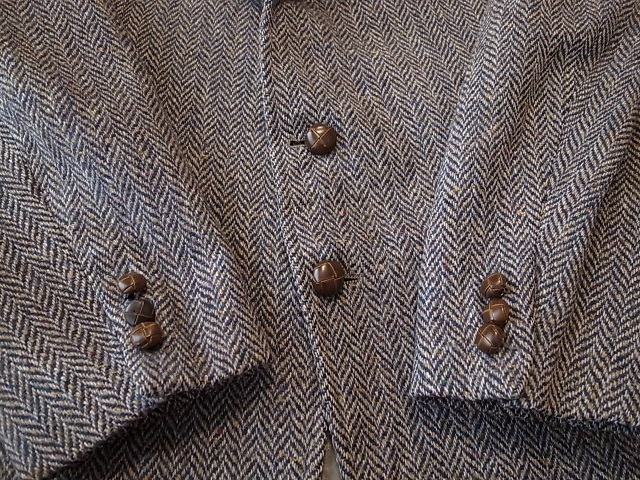 USA製 Stanley Blacker Harris Tweed 80年代 ビンテージ ヘリンボーン ハリスツイード ２釦 テーラード ジャケット ブレザー サイズ XL相当_画像3