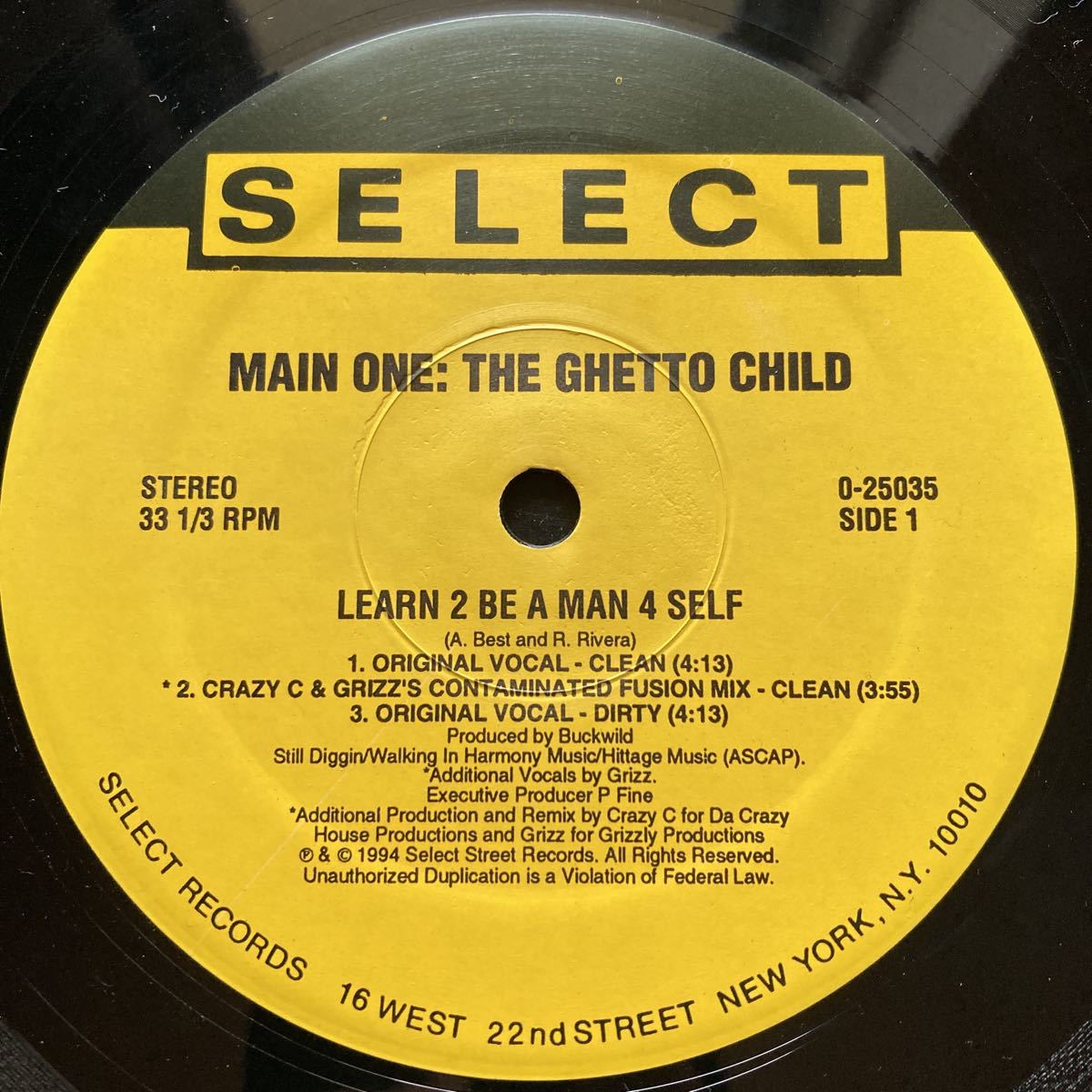 12inch MAIN ONE: THE GHETTO CHILD / LEARN 2 BE A MAN 4 SELFの画像7