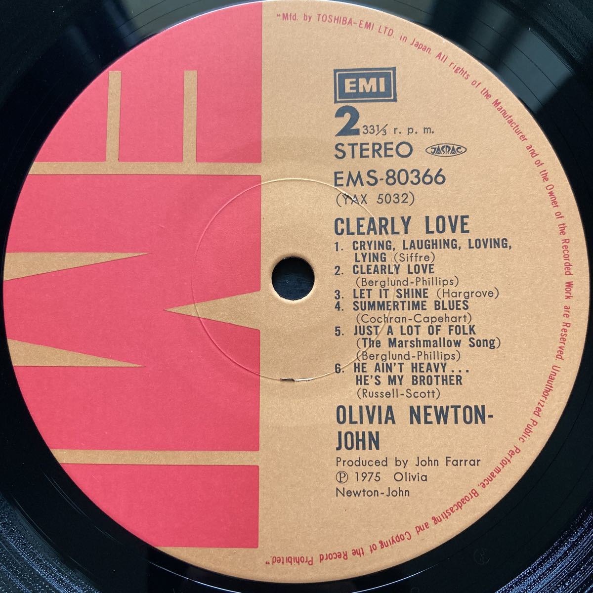 LP OLIVIA NEWTON JOHN / CLEARLY LOVE_画像6