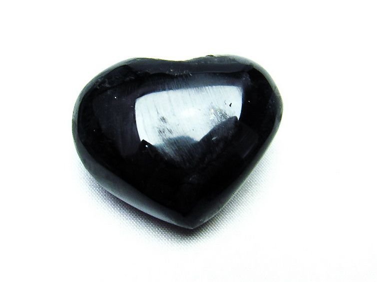 誠安◇天然石高級品モリオン 純天然 黒水晶 ハートシェイプ 原石[T457