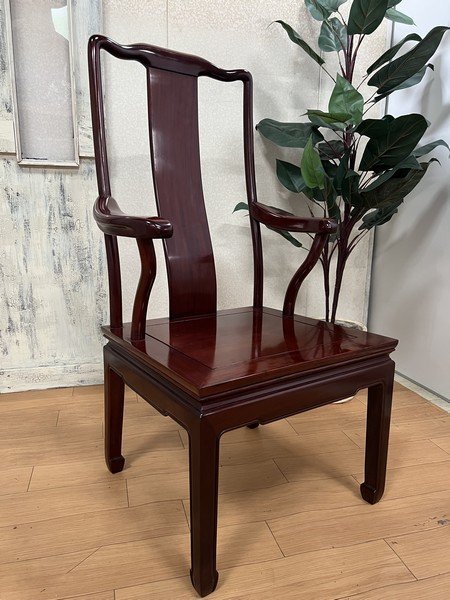綺麗【中国古美術 最高級 唐木無垢材 肘掛け付きアームチェア 椅子