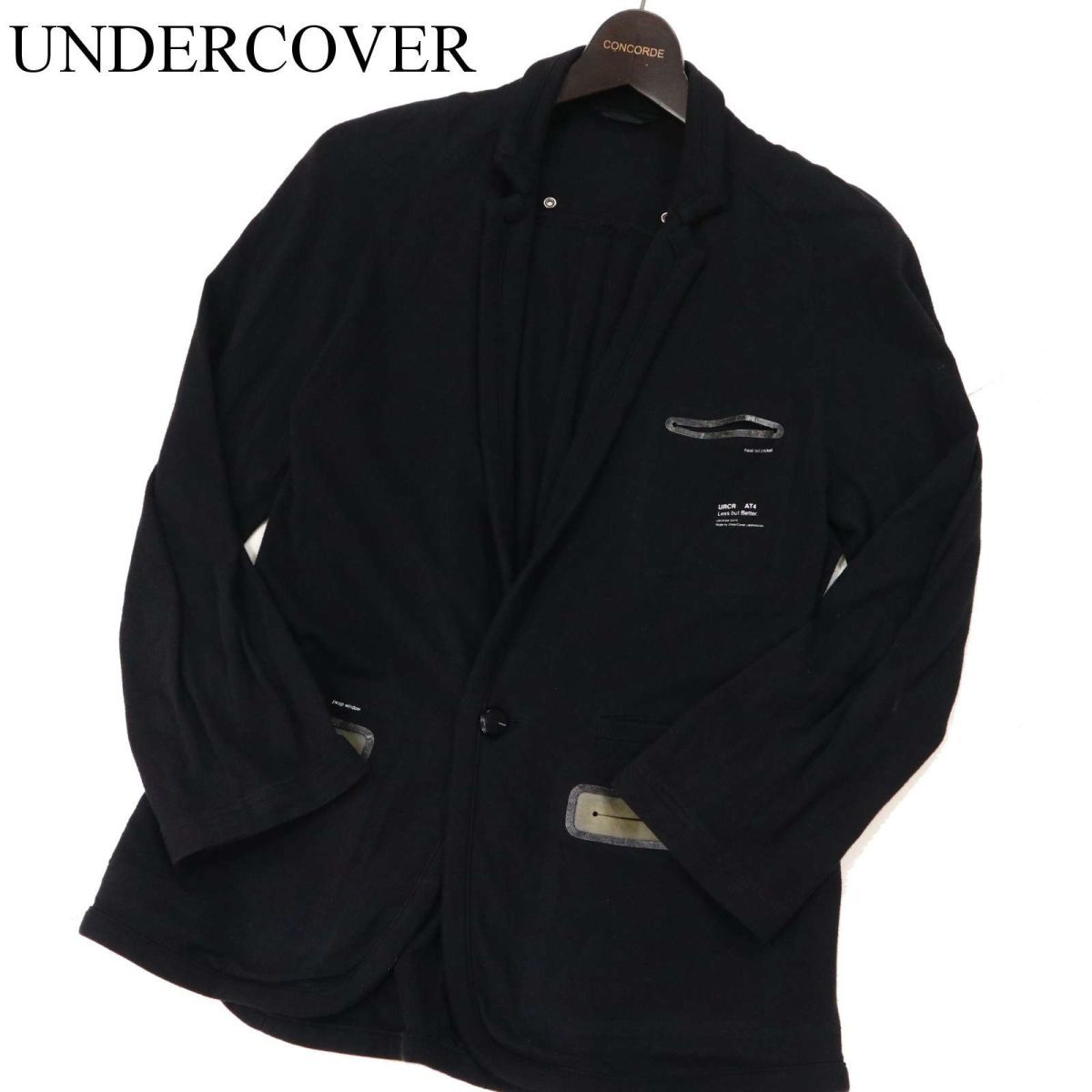 10SS★ UNDERCOVER アンダーカバー Less but Better期★ 通年 スウェット カット テーラード ジャケット Sz.2　メンズ 黒　G3T01682_5#O_画像1