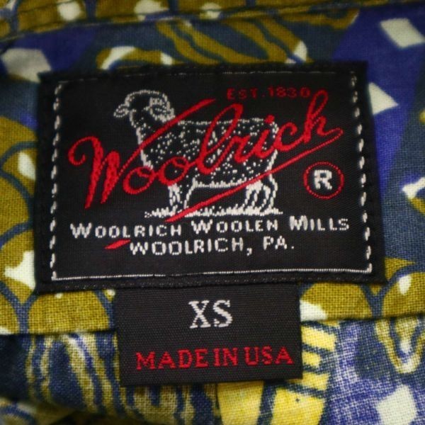 USA производства * woolrich WOOLEN MILLS Woolrich u- Len Mill z весна лето общий рисунок * короткий рукав кнопка down рубашка Sz.XS мужской G3T01594_5#A