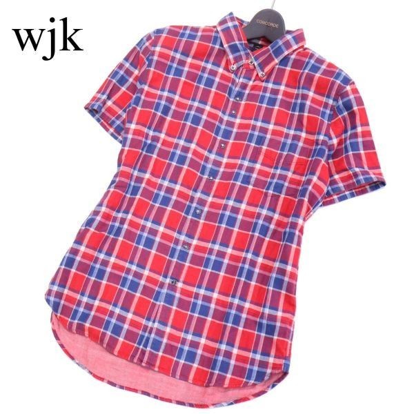 wjk ダブルジェイケイ 4029 ch10zt 【half sleeve checkshirts】 半袖 ボタンダウン Wガーゼ チェック シャツ Sz.L　メンズ　G2T01783_6#A_画像1