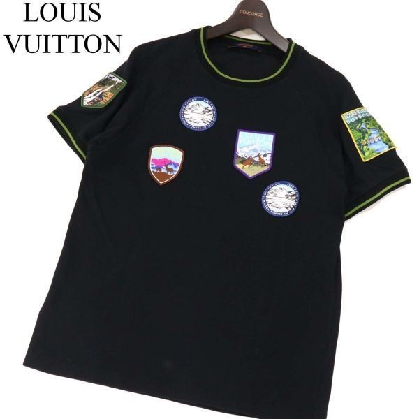 18AW★ LOUIS VUITTON ルイヴィトン HFY77WHUC ナショナルパーク パッチ 半袖 Tシャツ カットソー Sz.S　メンズ 黒　G3T01114_4#D_画像1