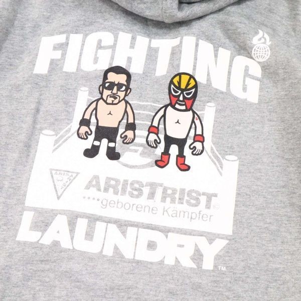 ARISTRIST × LAUNDRY アリストリスト × ランドリー 蝶野正洋 スウェット ジップ パーカー Sz.L　メンズ グレー プロレス　G2T03513_A#I_画像6