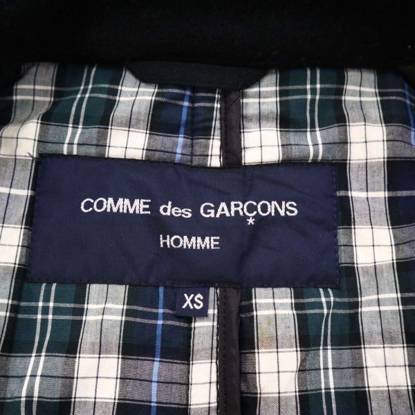 AD2009★ COMME des GARCONS HOMME コムデギャルソン オム 秋冬 裏地チェック★ メルトン ウール Pコート Sz.XS　メンズ　G2T03999_B#N_画像6