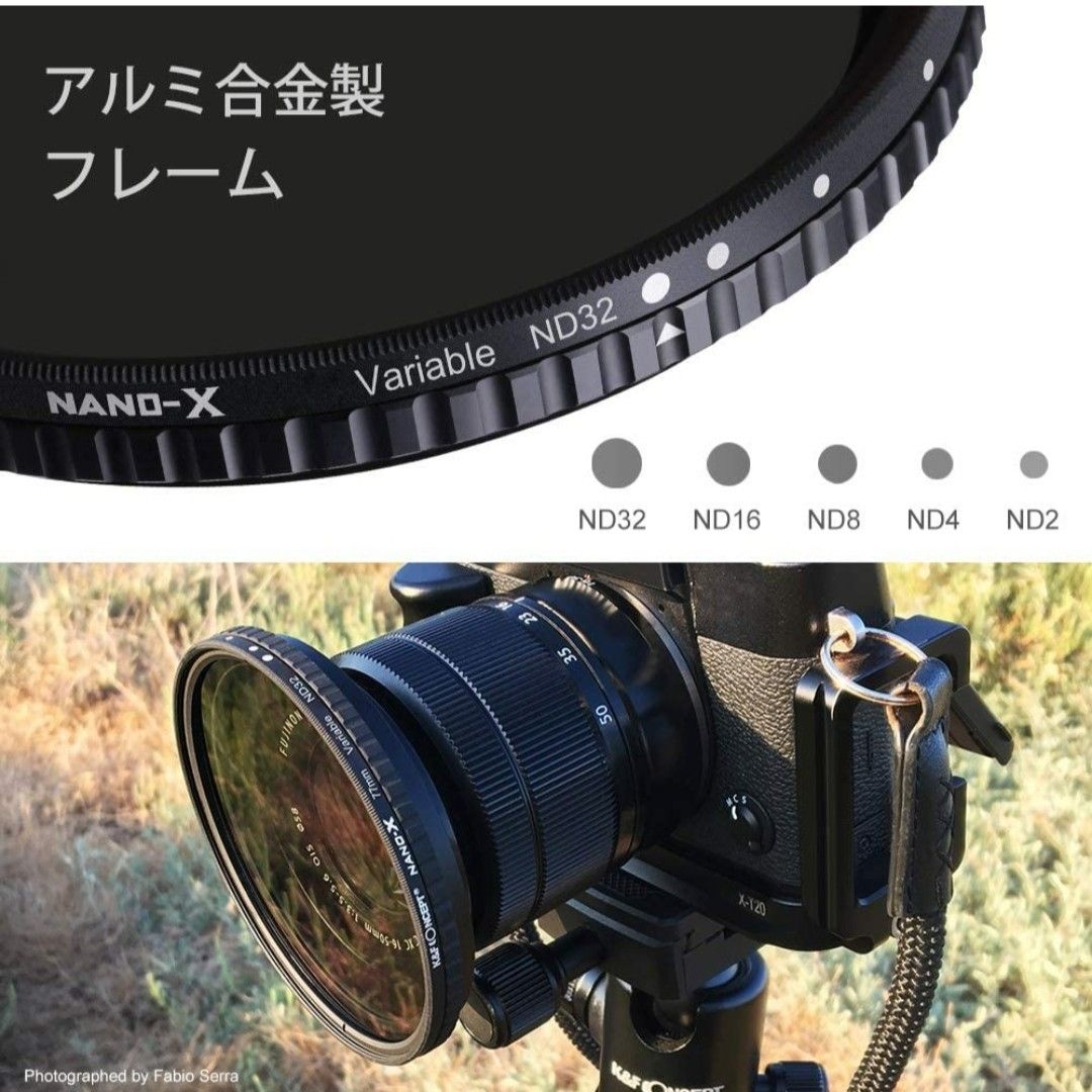 72mm ND2-ND32 K&F 可変　NDフィルター  X状ムラなし 