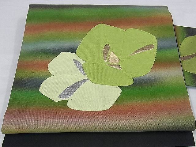 平和屋着物□九寸名古屋帯すくい織舞花文金銀糸逸品ng2807 | JChere